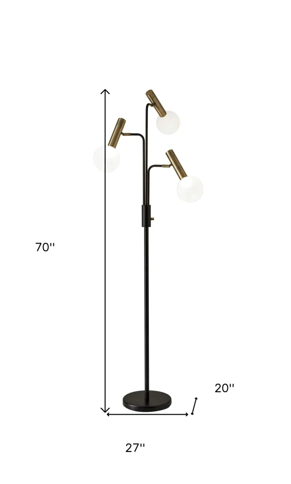 70" Stylish Black Three-Light Floor Lamp - Unique Design for Modern Spaces with Warm Ambient Glow