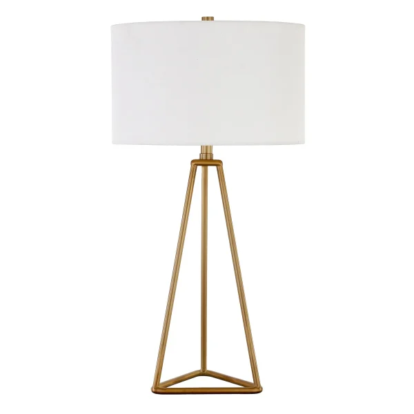 26" Gold Metal Table Lamp with Elegant White Drum Shade - Stylish Lighting for Any Room Decor