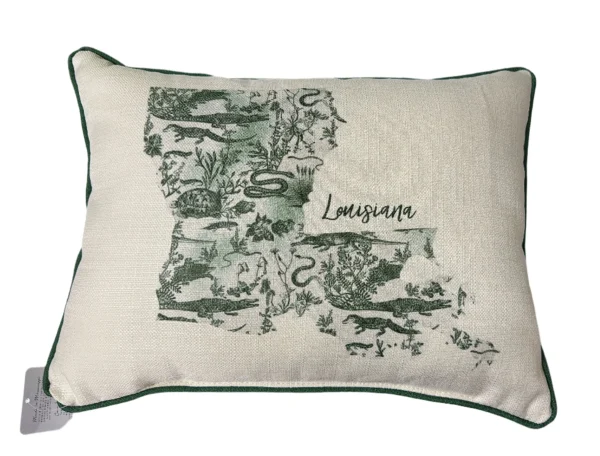 Louisiana Swamp Toile State Shape Pillow