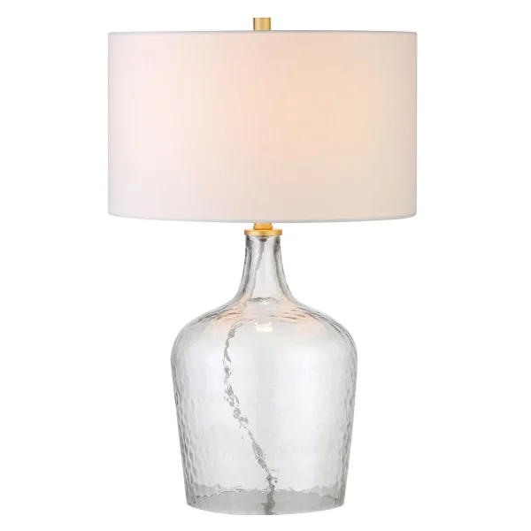24" Clear Glass Gourd Table Lamp - Stylish White Drum Shade for Elegant Home Lighting Decor