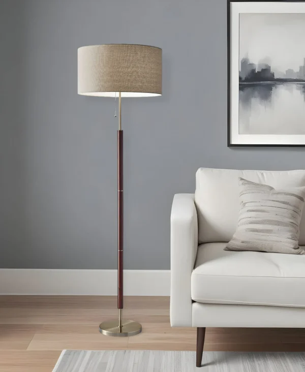 66" Elegant Traditional Floor Lamp with Brown Drum Shade – Timeless Design for Cozy Spaces